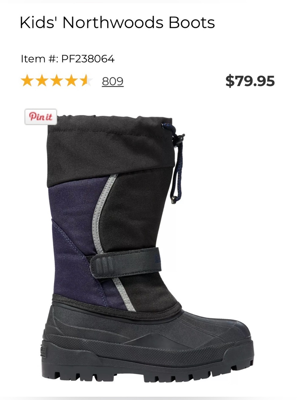 L.L. Bean Kids' Northwoods Boots - Black & Navy NEW NEVER WORN!